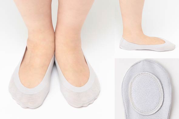 かかと滑り止め付き-綿混浅履きフットカバー