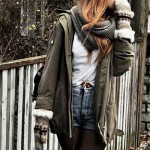 モッズコートに黒タイツを合わせた冬ミリタリーの定番♪