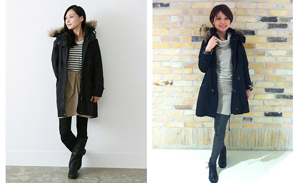 黒モッズコートコーデ