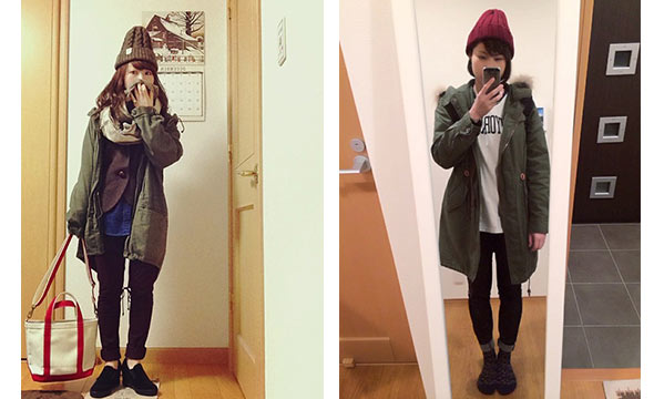 モッズコート-ニット帽