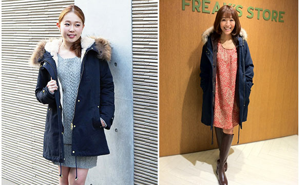 ネイビーモッズコートコーデ