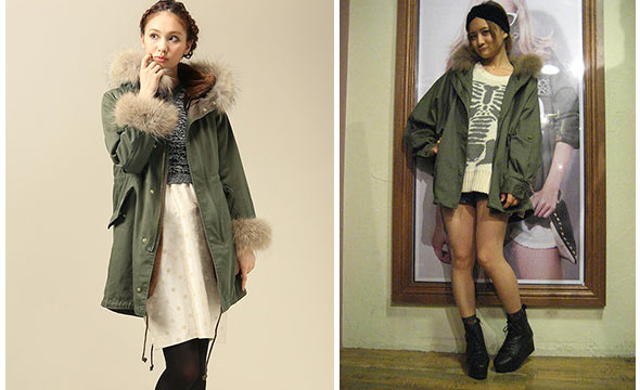 カーキモッズコートコーデ