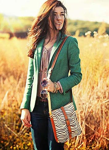 グリーンジャケット×ジーンズ