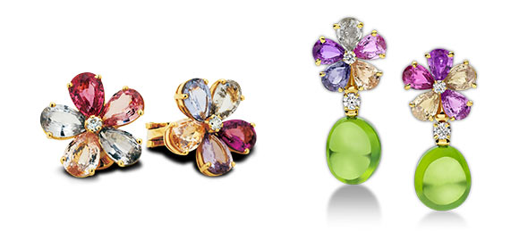 サファイアフラワーピアス