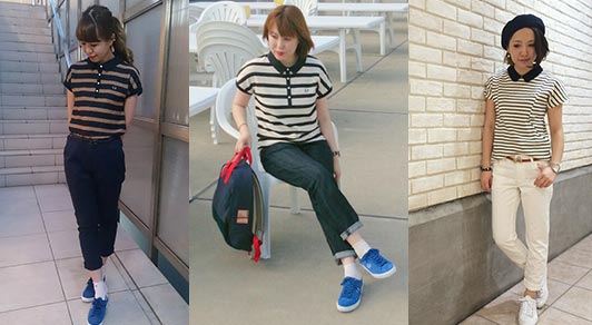 フレッドペリーボーダーポロシャツコーデ