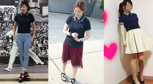 フレッドペリー紺ポロシャツコーデ