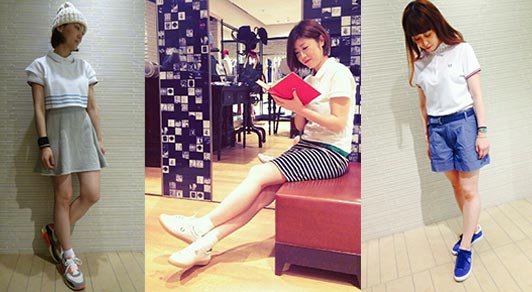 フレッドペリー白ポロシャツコーデ