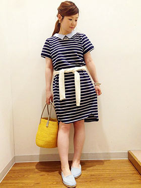 黄色かごバッグコーデ3