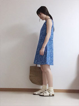 ブラウンかごバッグコーデ4