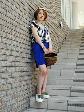 ブラウンかごバッグコーデ6