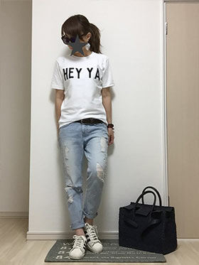 黒かごバッグコーデ2