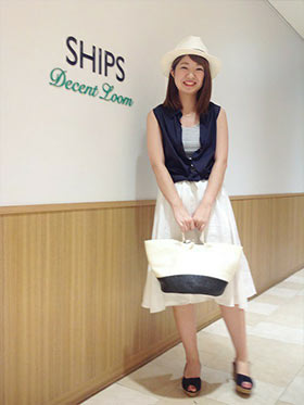 白かごバッグコーデ1