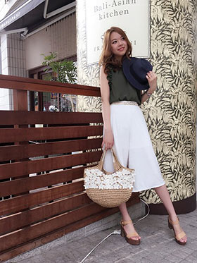 花柄かごバッグコーデ5