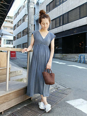 ブラウンかごバッグコーデ1