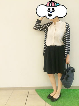 黒かごバッグコーデ6