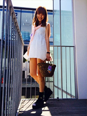 ブラウンかごバッグコーデ3