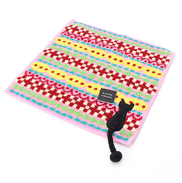 カラフル幾何学柄-キャットハンドタオル