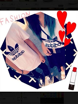 アディダスペアTシャツコーデ4