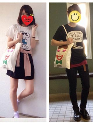 ユニクロペアTシャツコーデ2