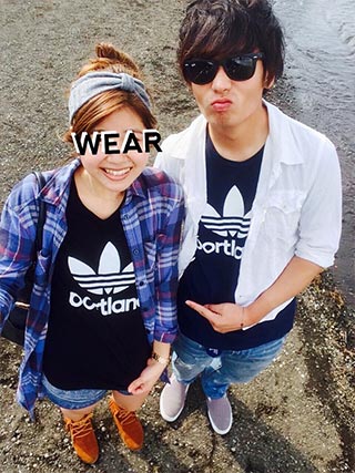 アディダスペアTシャツコーデ2