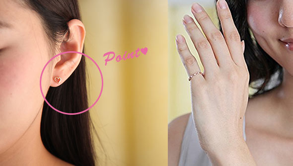 ピンクゴールドアクセ