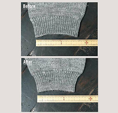 ニットのリブを縮ませる