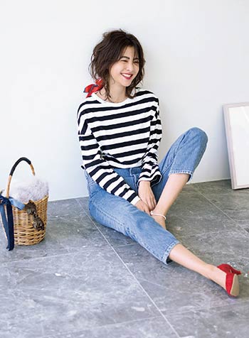 黒×白のボーダーコーデ