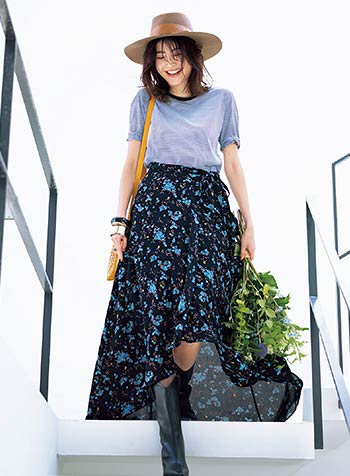 黒×白のボーダーコーデ2