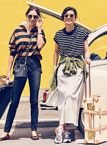 紺×白のボーダーコーデ