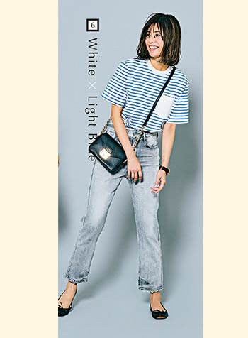 青×白のボーダーコーデ