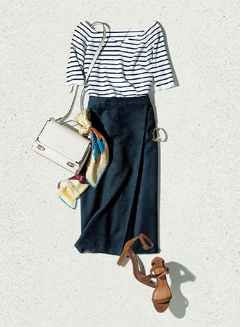 紺×白のボーダーコーデ5