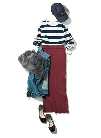 紺×白のボーダーコーデ6