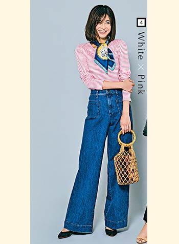 赤×白のボーダーコーデ2