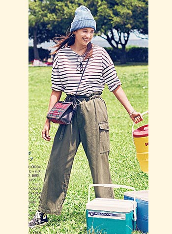 白ベースボーダーの着こなし