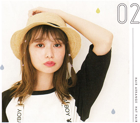 ボーイッシュ 麦わら帽子ヘアアレンジ