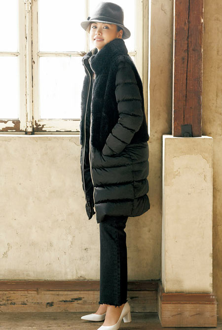 ハイブリッド ダウンコート（エコファー）