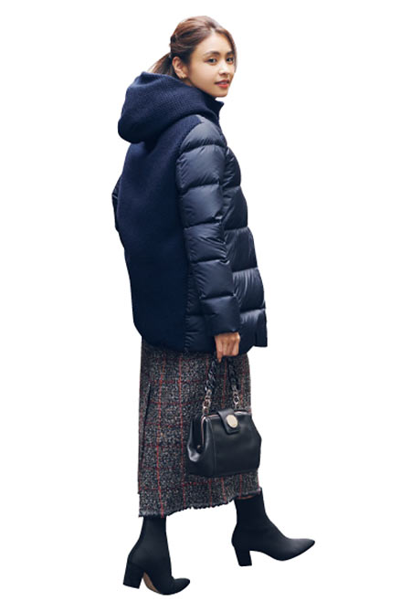 スタンドカラー ハイブリッドダウンコート