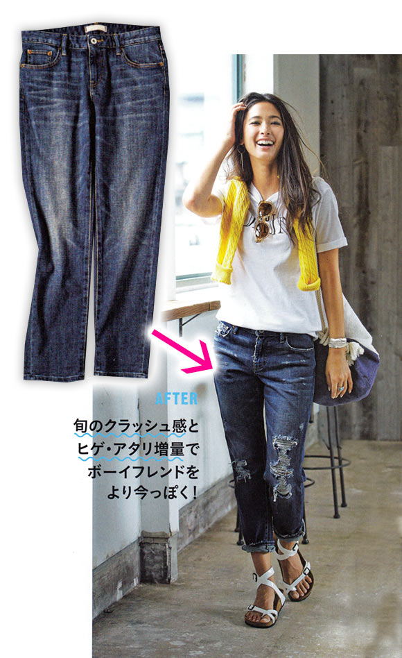 デニム ダメージ加工