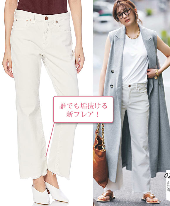 レッドカード 白デニム