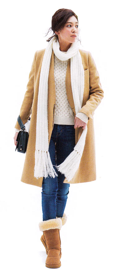 ムートンブーツ コーディネート