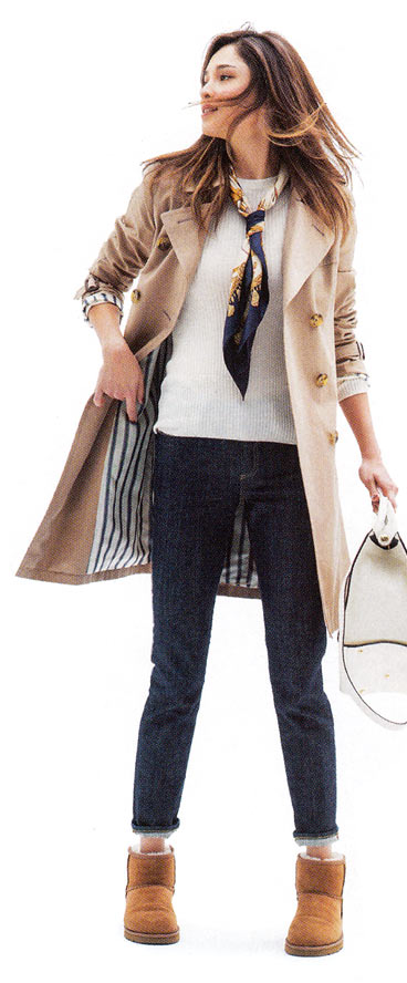 ブラウン ムートンブーツ 着こなし