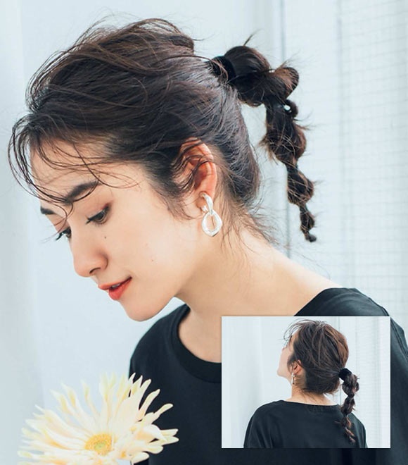 大人Tシャツ まとめ髪