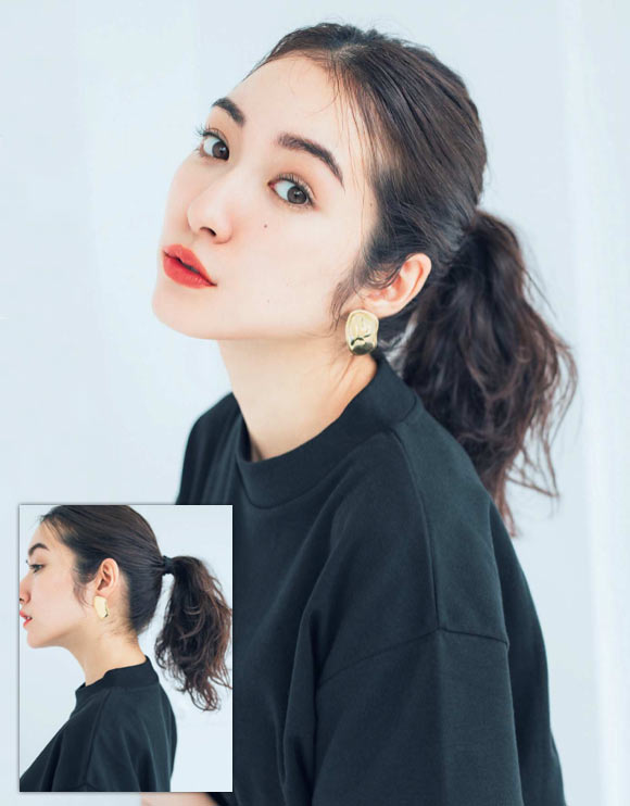 黒Ｔシャツ ヘアアレンジ