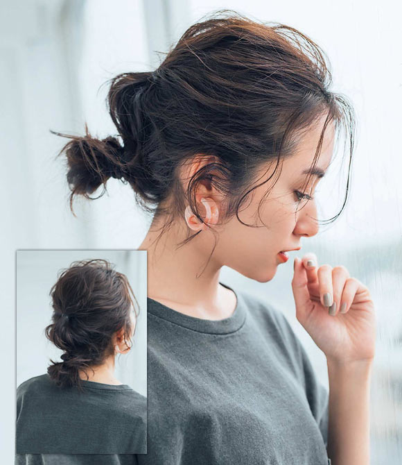 グレーＴシャツ ヘアアレンジ